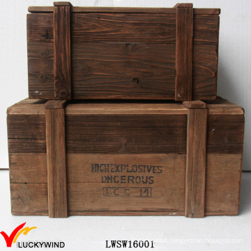 Recycled Fir Wood Decorative Chest Trunk Organizer